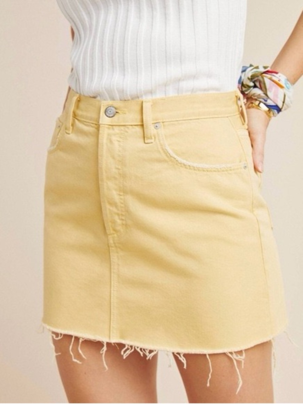 BOYISH Yellow Denim Mini Skirt
